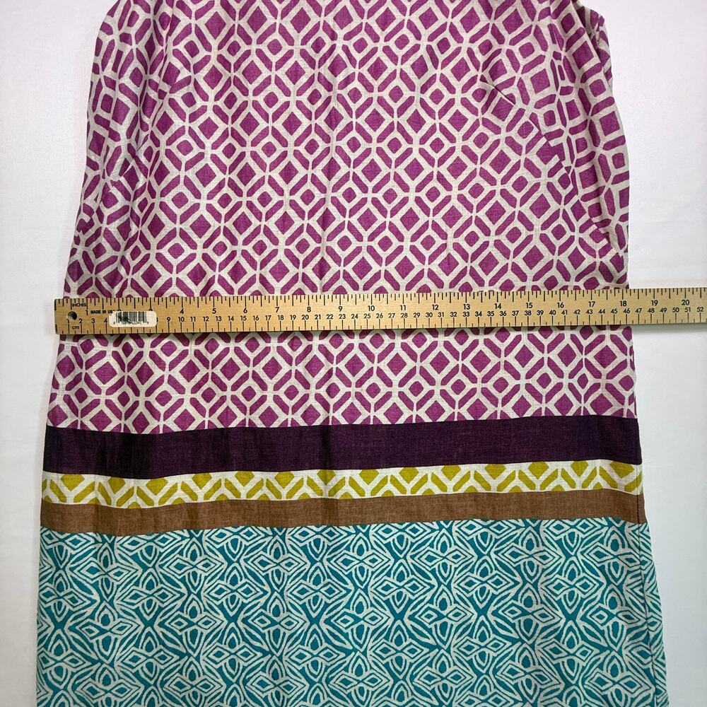 Ann Taylor LOFT Linen Geometric Print Shift Dress Multicolor Size 4 - Picture 6 of 12